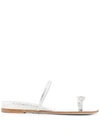 Casadei Crystal Toe Strap Sandals In Silver