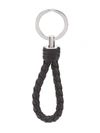 Bottega Veneta Intrecciato Weave Loop Keyring In 8803 Black*