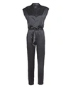 Rta Cynthia Belted Wrap-effect Silk-satin Jumpsuit In Black