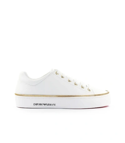 Emporio Armani White Nappa Leather Sneaker