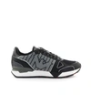 EMPORIO ARMANI BLACK NUBUK MESH SNEAKER,11415427