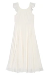 Dessy Collection Flutter Sleeve Chiffon Flower Girl Dress In Ivory