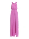 DONDUP SILK CHIFFON MAXI DRESS IN PINK,DA114S F0097 XXX 564