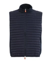 SAVE THE DUCK BURN PADDED NYLON AND TECH FABRIC VEST IN BLUE