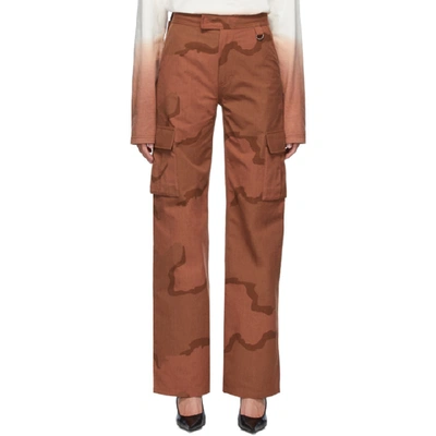 Marine Serre Camouflage Cotton High-rise Trousers In Red