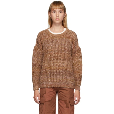 Marine Serre Multicolor Wool Oversized Chunky Sweater In 8 Terracott