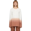 MARINE SERRE OFF-WHITE & ORANGE DIP-DYE LONG SLEEVE T-SHIRT