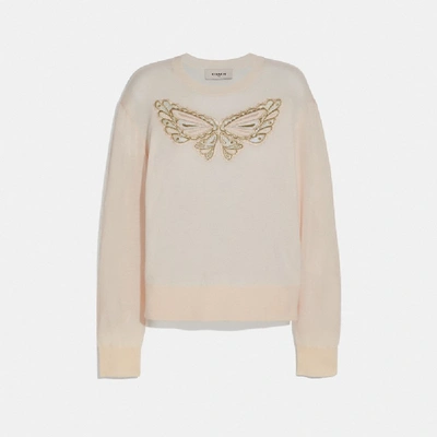 Coach Butterfly Lace Pullover In Beige - Size M