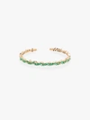 Suzanne Kalan 18k Yellow Gold Fireworks Emerald Baguette & Diamond Frenzy Cuff Bangle Bracelet In Yellow Gold/green