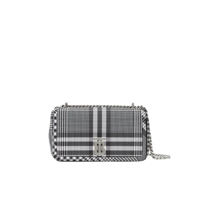 Burberry Small Check Nylon Lola Bag In Black / White