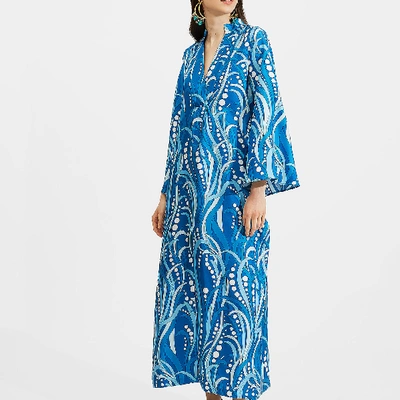 Ladoublej Silk Kaftan In Polipo Blu