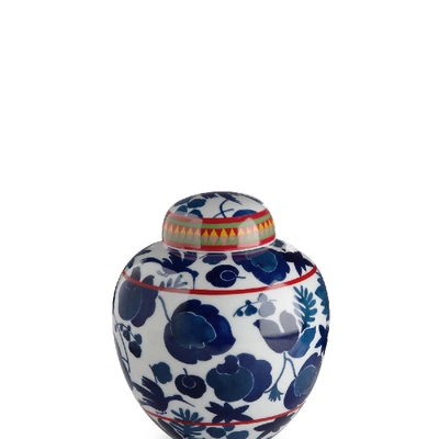 La Doublej Big Tea Jar In Wildbird Blu