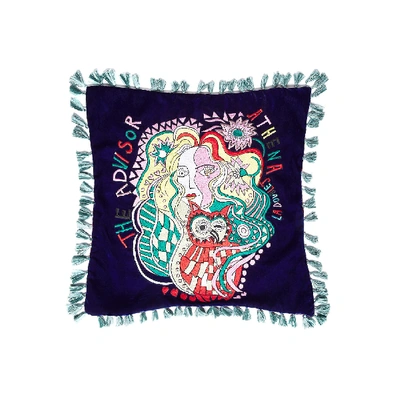 La Doublej Velvet Embroidered Cushion In Athena