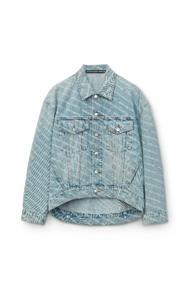Alexander Wang Falling Back Logo Jacket In Denim In Pebble Bleach