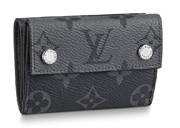 Pre-Owned Louis Vuitton Discovery Compact Wallet Monogram Eclipse Reverse Gray | ModeSens
