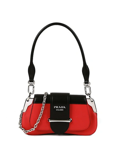 Prada Two-tone Leather Mini Purse In Magenta