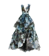MARCHESA FLORAL TIERED GOWN,15533657
