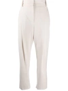 Brunello Cucinelli Drawstring-waist Tapered Trousers In Neutrals
