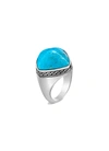 JOHN HARDY 'CLASSIC CHAIN' TURQUOISE STERLING SILVER SUGARLOAF RING