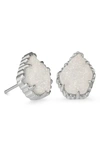 Kendra Scott Tessa Stone Stud Earrings In Iridescent Drusy/ Silver