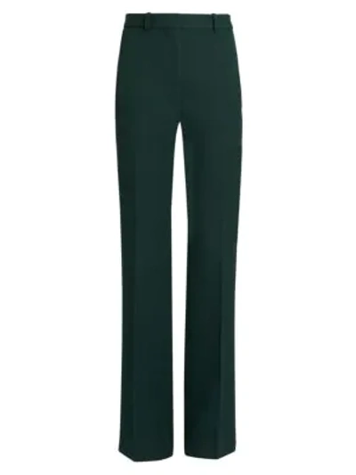 Victoria Beckham High-waisted Flare Wool Trousers In Bottle Green