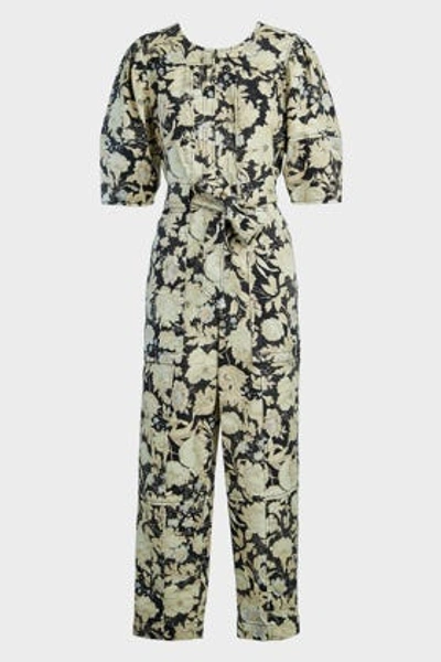 Rebecca Taylor Gold Leaf Fleur Jumpsuit In Black Floral