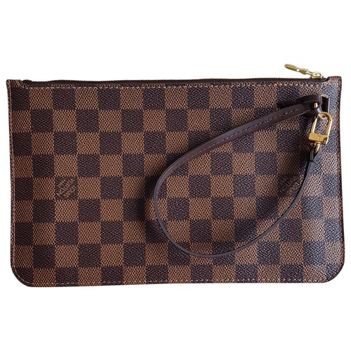 Pre-Owned Louis Vuitton Neverfull Brown Cloth Clutch Bag | ModeSens