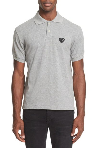 Comme Des Garçons Men's Heart Polo Shirt In Grey