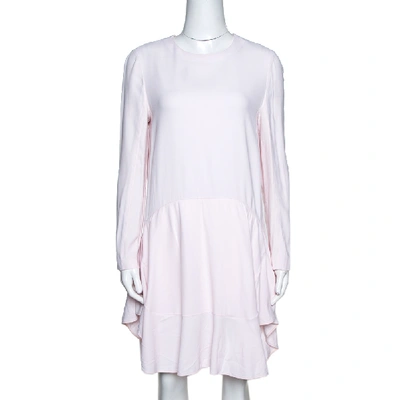 Pre-owned Chloé Pink Mist Crepe Flared Flounce Dress M