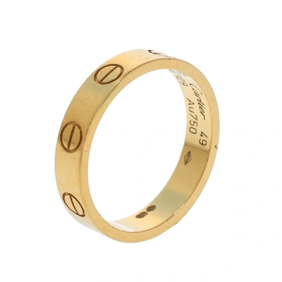 Pre-owned Cartier Love 18k Yellow Gold Narrow Band Ring Size 49