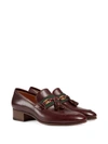 Gucci Paride Logo-detailed Grosgrain-trimmed Leather Loafers In Red