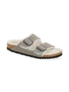 Birkenstock Arizona Shearling-lined Suede Sandals In Stone Coin