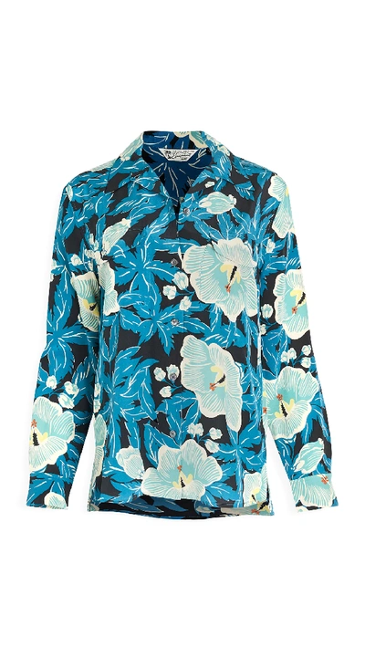 Equipment Amaia Floral-print Silk Shirt In Blue
