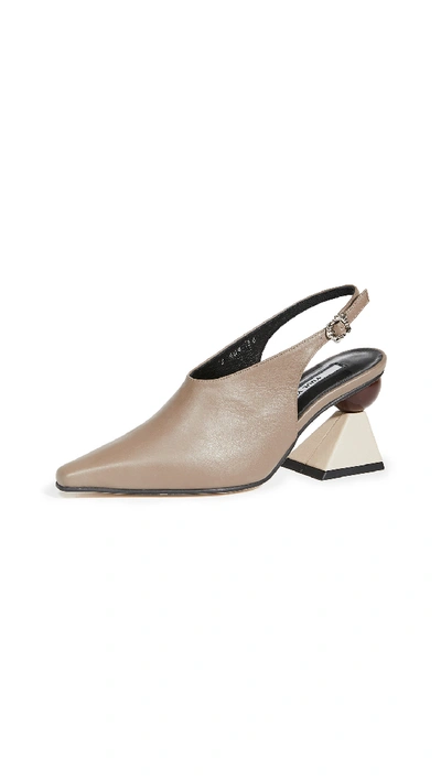 Yuul Yie Selina Slingbacks In Mud/ash Beige