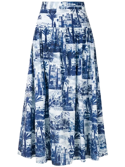Andrea Marques Gathering Panel Midi Skirt In White