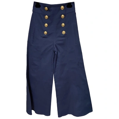 Pre-owned Balmain Navy Cotton Trousers