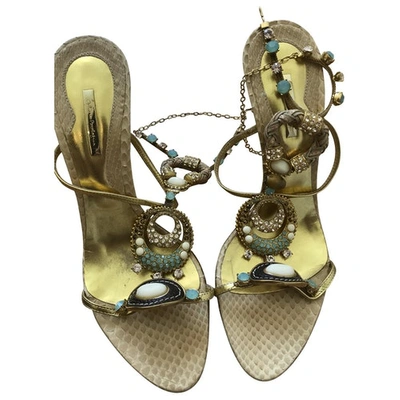 Pre-owned Marco Bologna Beige Python Sandals