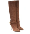 TOM FORD EMBELLISHED SUEDE KNEE-HIGH BOOTS,P00488566