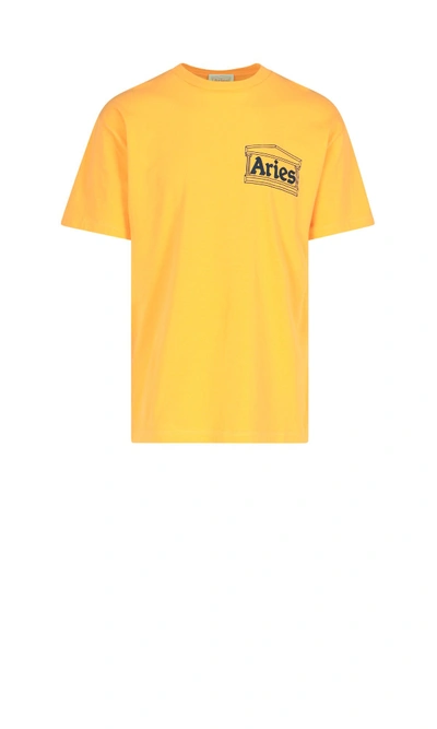 Aries T-shirt Mit Logo In Yellow