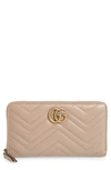 Gucci Gg Matelasse Leather Zip Around Wallet In Porcelain Rose