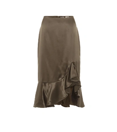 Tom Ford Silk-satin Midi Skirt In Green