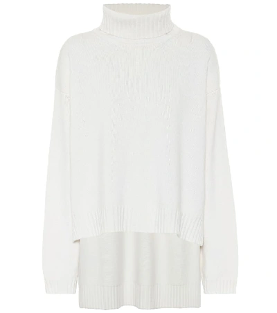 Tom Ford Asymmetric Cashmere Turtleneck Sweater In White