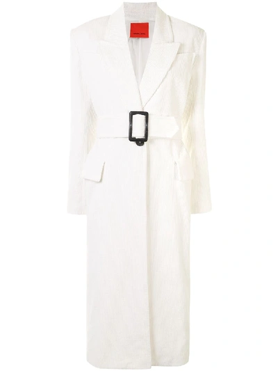Manning Cartell Ribbed Belted Long Coat In White