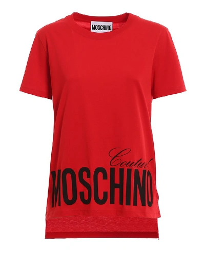 Moschino Bottom Logo Print T-shirt In Red