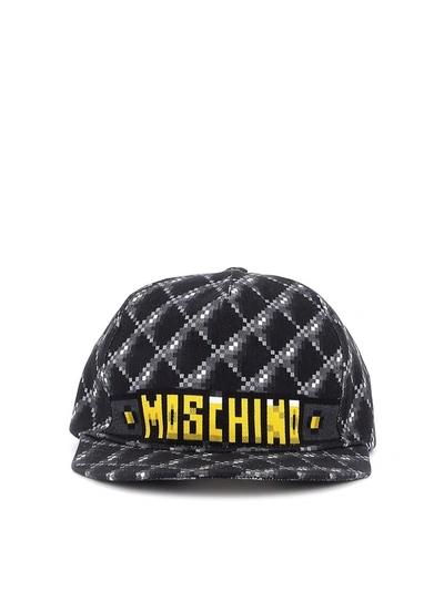 Moschino Black Cap With Pixel Print