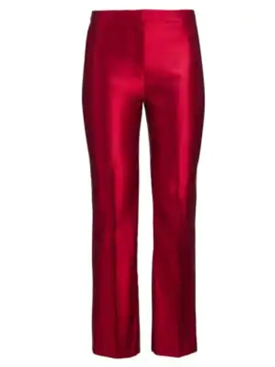 Alexander Mcqueen High-rise Silk-satin Cigarette Trousers In Red