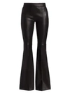 ROSETTA GETTY Pull-On Pintuck Leather Flare Pants