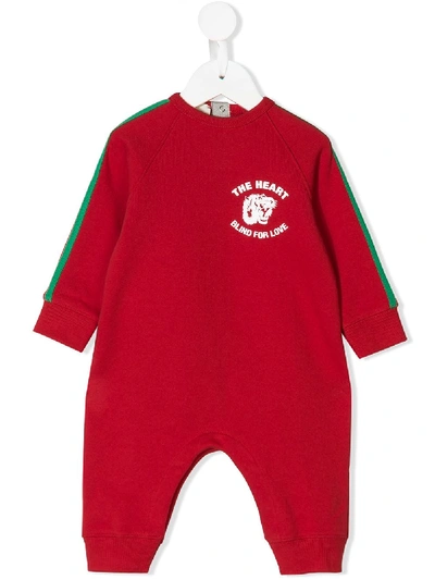 Gucci Babies' Blind For Love Print Romper In Red