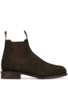 R.m.williams R.m. Williams Brown Suede Comfort Craftsman Chelsea Boots In Dark Brown