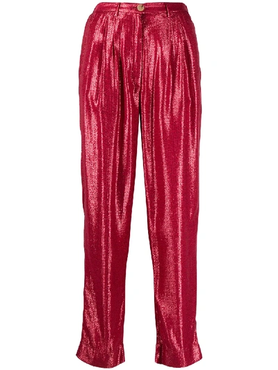 Forte Forte Glitter Patterned Cropped Trousers In Red